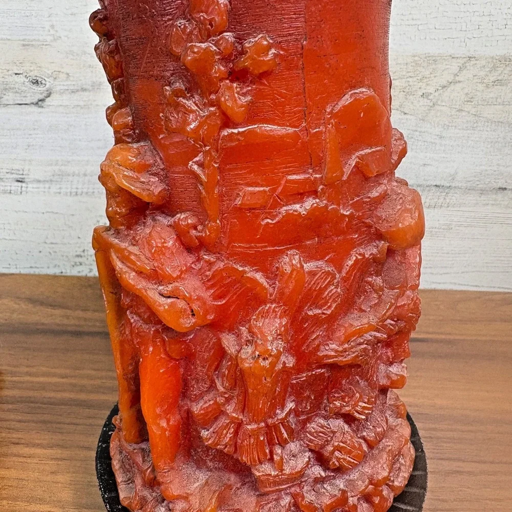 Vintage German Johann Gunter Walldurn Baden Carved Candle Pillar Lot of 2